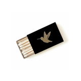 Hummingbird Matchbox, Silver on Black Party Matches and Matchbooks