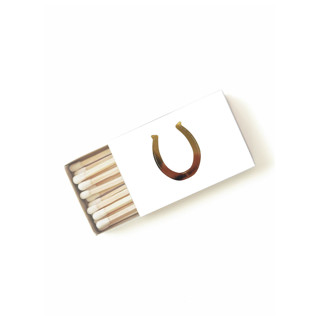 Lucky Horseshoe Matchbox, Gold on White Party Matches and Matchbooks