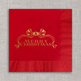 Merry Christmas foil cocktail napkins - Red Napkins (Set of 20) Party Napkins