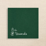 Elegant Green Linen-Like Napkin with Personalized Family Name & Champagne Glass Icon Party Napkins