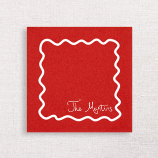 Personalized Holiday Wavy Border Premium Cocktail Napkins | Pack of 50 premium quality Party Napkins