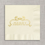 Merry Christmas foil cocktail napkins - Cream Napkins (Set of 20) Party Napkins