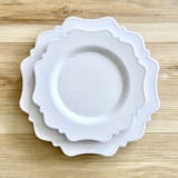 Beaded Luxe Dinnerware Set |  Cool White Party Plates and Bowls