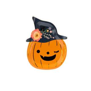 Pumpkin Dessert Paper Plate - Pack of 8 Party Plates and Bowls