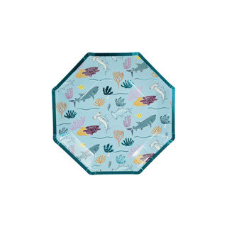 Shark Dinner Plates, Blue - Pack of 8 Party Plates and Bowls