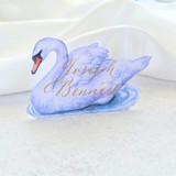 Folded Watercolor Swan Place Card- Personalized with Calligraphy- Set of 10 Party Place Cards