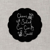 Cheers, cin cin, santé, salud black disposable coasters / Customizable color - Set of 20 Party Coasters