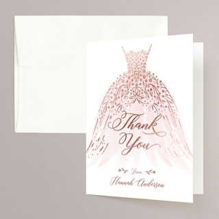 floral spray Foil-Pressed Bridal Shower Thank You Cards 