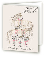 Sparkling Champagne Tower Foil-Pressed Bridal Shower Thank You Cards 