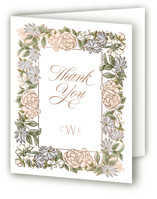 Oval Wreath Foil-Pressed Bridal Shower Thank You Cards 
