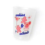 Cookies and Cocktails Holiday Frosted Plastic Cups, Pack of 12 Party Cups