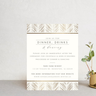 elegant herringbone Foil-Pressed Reception Cards