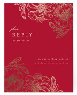 Double Peony Foil-Pressed RSVP Online Enclosure Cards