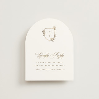 Monogram in Leaves Foil-Pressed RSVP Online Enclosure Cards