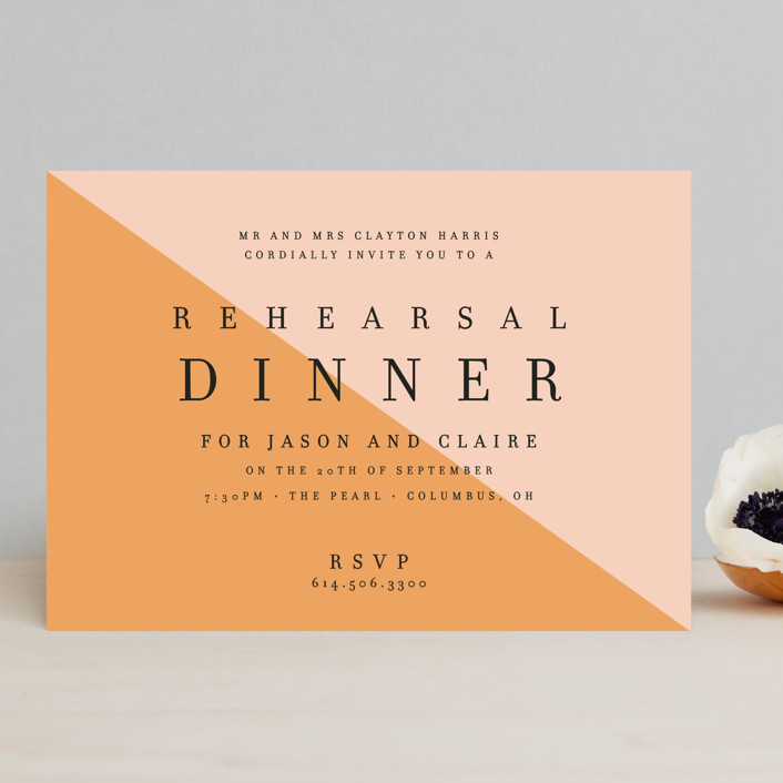 Colorblocked Dinner Rehearsal Dinner Invitations by Alaina Cherup | Minted