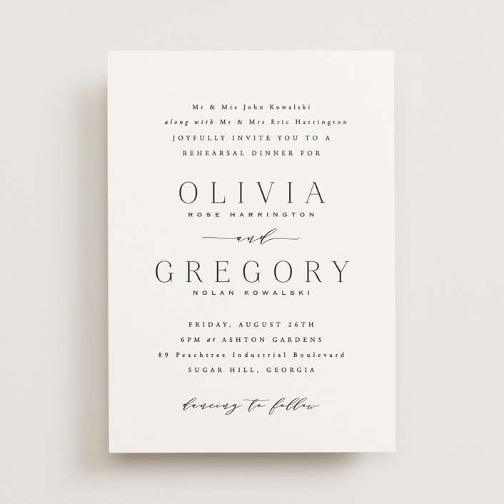Classy Type Rehearsal Dinner Invitations by Hooray Creative | Minted