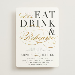 eat drink and rehearse Foil-Pressed Rehearsal Dinner Invitations