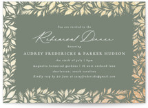 Festive Leafy Frame Foil-Pressed Rehearsal Dinner Invitations