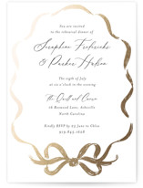 Rustic Bow Foil-Pressed Rehearsal Dinner Invitations
