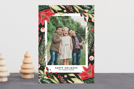 Painted holiday Florals Christmas Photo Cards