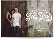 Classic New Year Script New Year Photo Cards