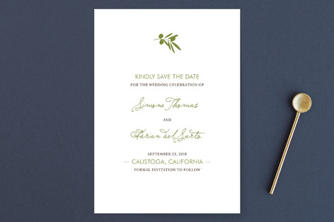 Simple Olive Retired Save The Date Cards