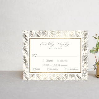 elegant herringbone Foil-Pressed RSVP Cards