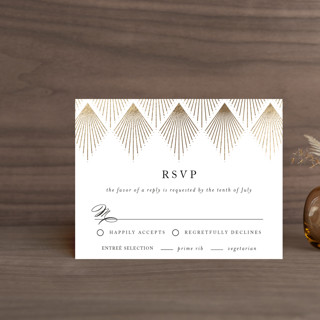 Deco Fan Border Foil-Pressed RSVP Cards