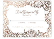 Blooming Peonies Foil-Pressed RSVP Cards