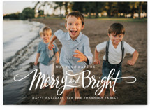 Script Merry and Bright Holiday Photo Cards