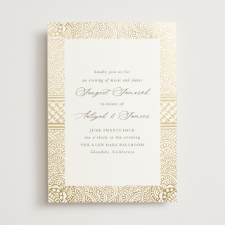 Gilded Henna Foil-Pressed Sangeet Invitations