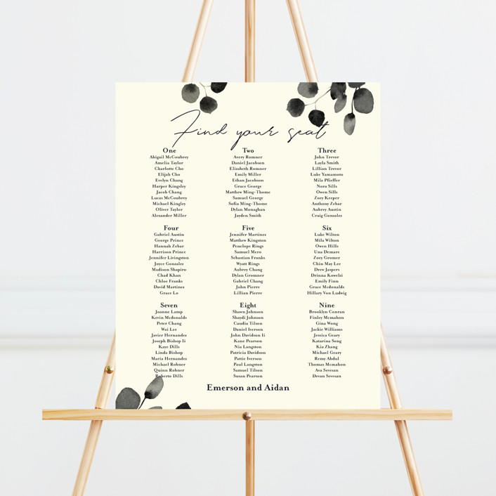 Silver Dollar Eucalyptus Custom Seating Chart by Shannon Chen of Four