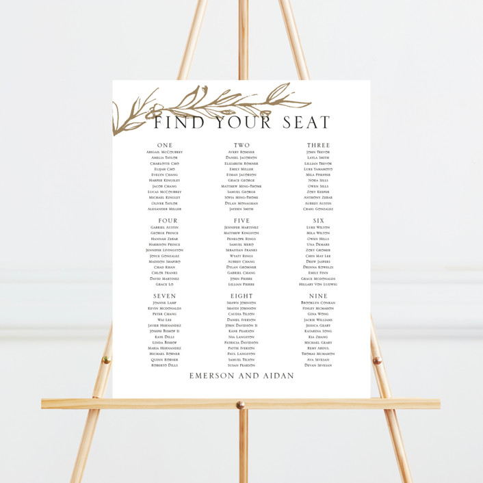 Metallic Branches Custom Seating Chart by Mere Paper Minted