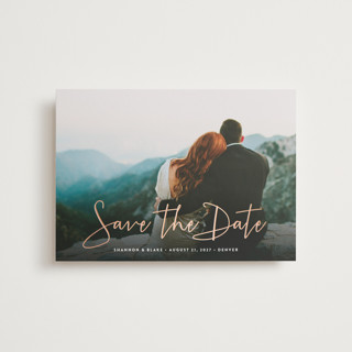 Stylish Script Foil-Pressed Save the Date Petite Cards
