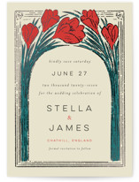 Deco Spring Florals Foil-Pressed Save The Date Cards