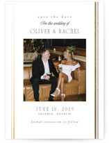 Side Stripe Foil-Pressed Save The Date Cards