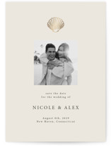 Simple Seashell Foil-Pressed Save The Date Cards