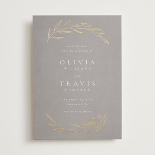 Leaves Foil-Pressed Save The Date Cards