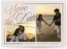 Elegantly Lined Foil-Pressed Save The Date Cards