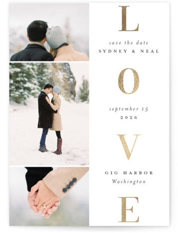 Lovely stack Foil-Pressed Save The Date Cards