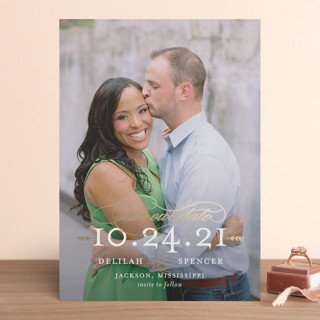 Classically Foil-Pressed Save The Date Cards