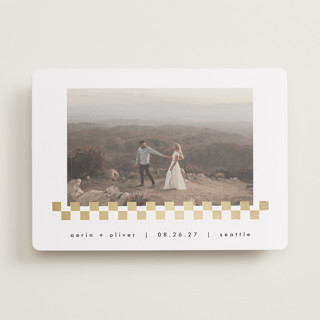 Checkered Foil-Pressed Save The Date Cards