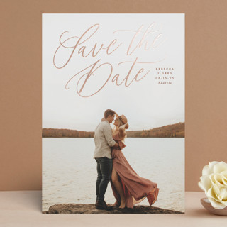 Swoosh Foil-Pressed Save The Date Cards