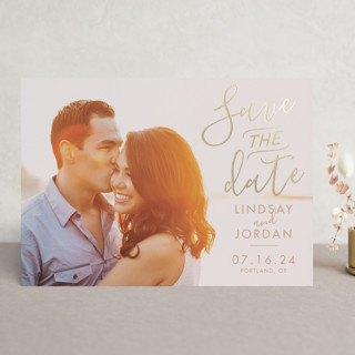 Romantic script Foil-Pressed Save The Date Cards