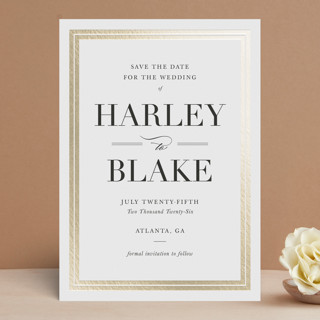 Gilded frame Foil-Pressed Save The Date Cards