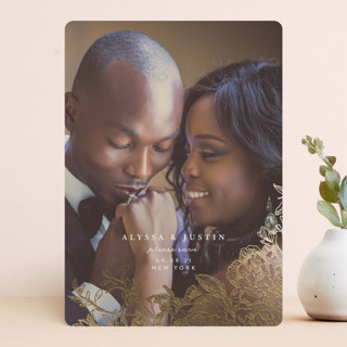 Engraved Flowers Foil-Pressed Save The Date Cards