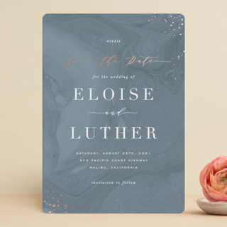 Moody Marbling Foil-Pressed Save The Date Cards