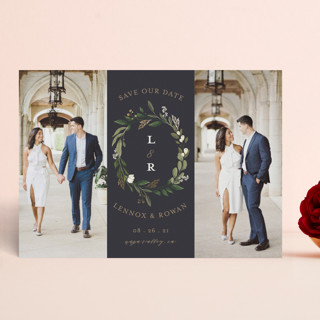 Greenery Crown Foil-Pressed Save The Date Cards