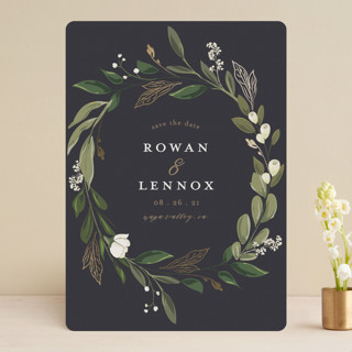 Greenery Crown Foil-Pressed Save The Date Cards