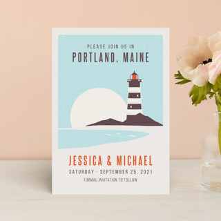 Lighthouse Maine Save the Date Petite Cards